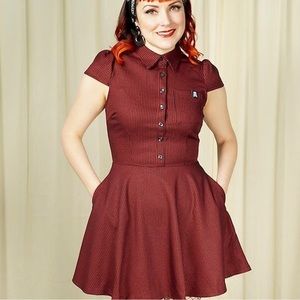 Sourpuss Oxblood check dress